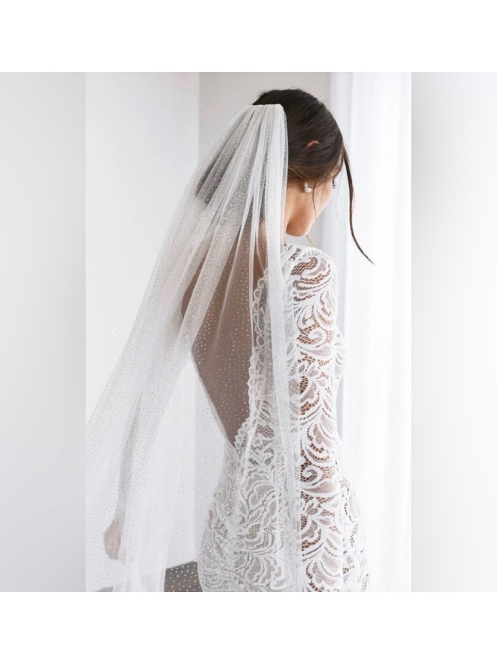 Grace Loves Lace Shimmy Veil - White with silver shimmer